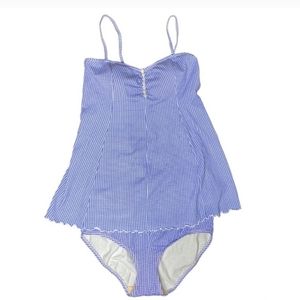 Motherhood Swimsuit Blue Gingham Check 2 Piece Vintage Large